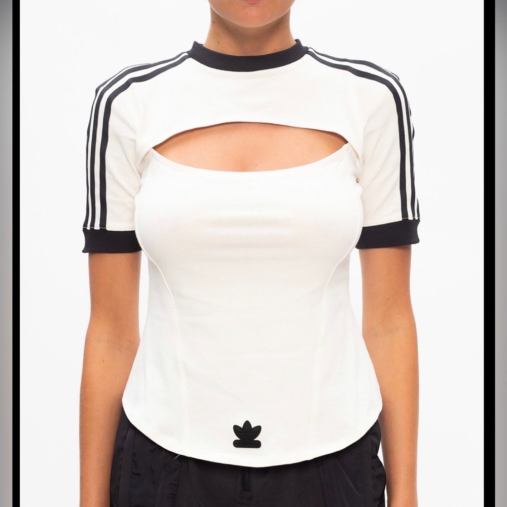 Adidas Original Paolina Russo 3-Stripes Tee in off white